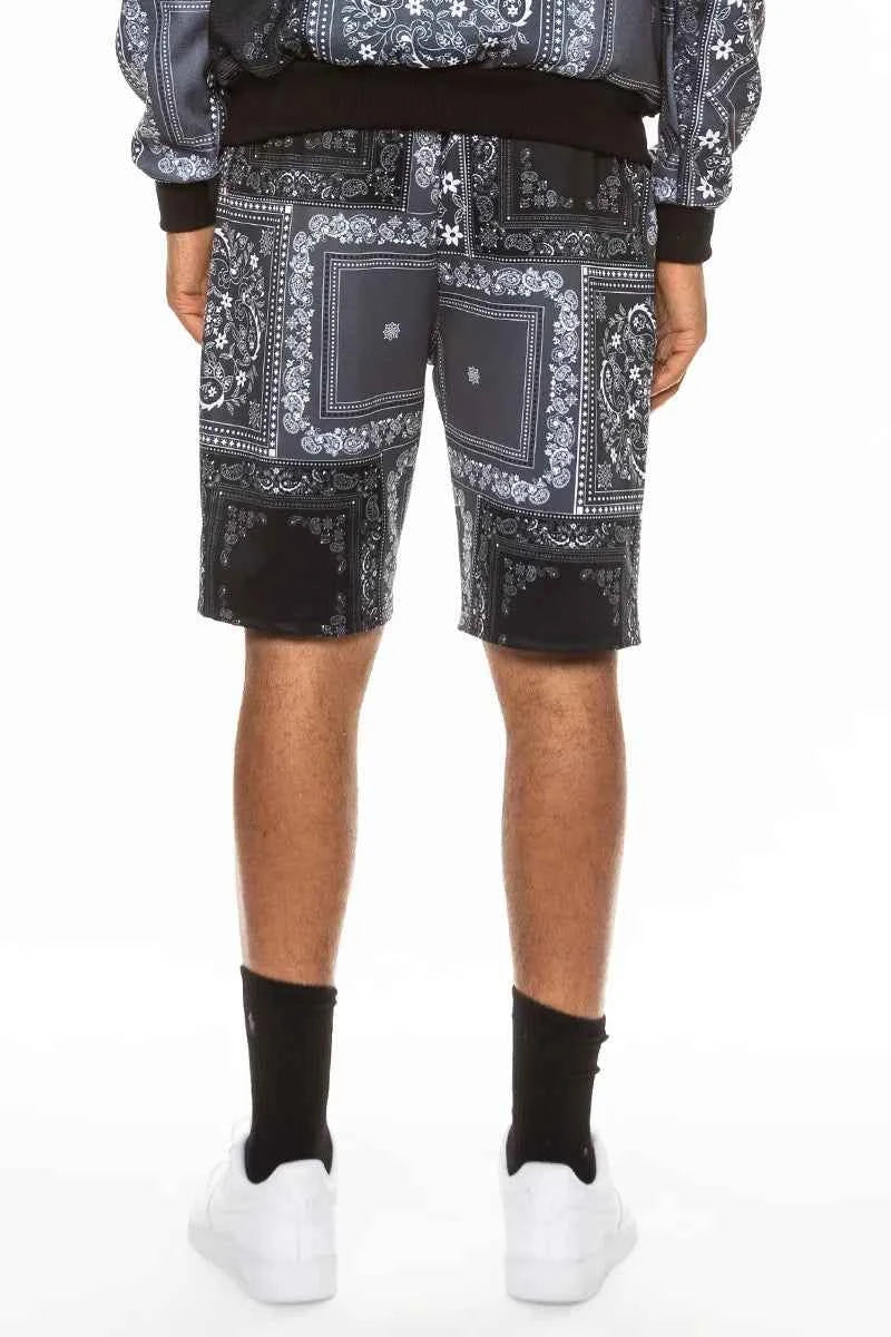 WEIV Men's Full Size Drawstring Paisley Bandana Print Shorts Plus Size