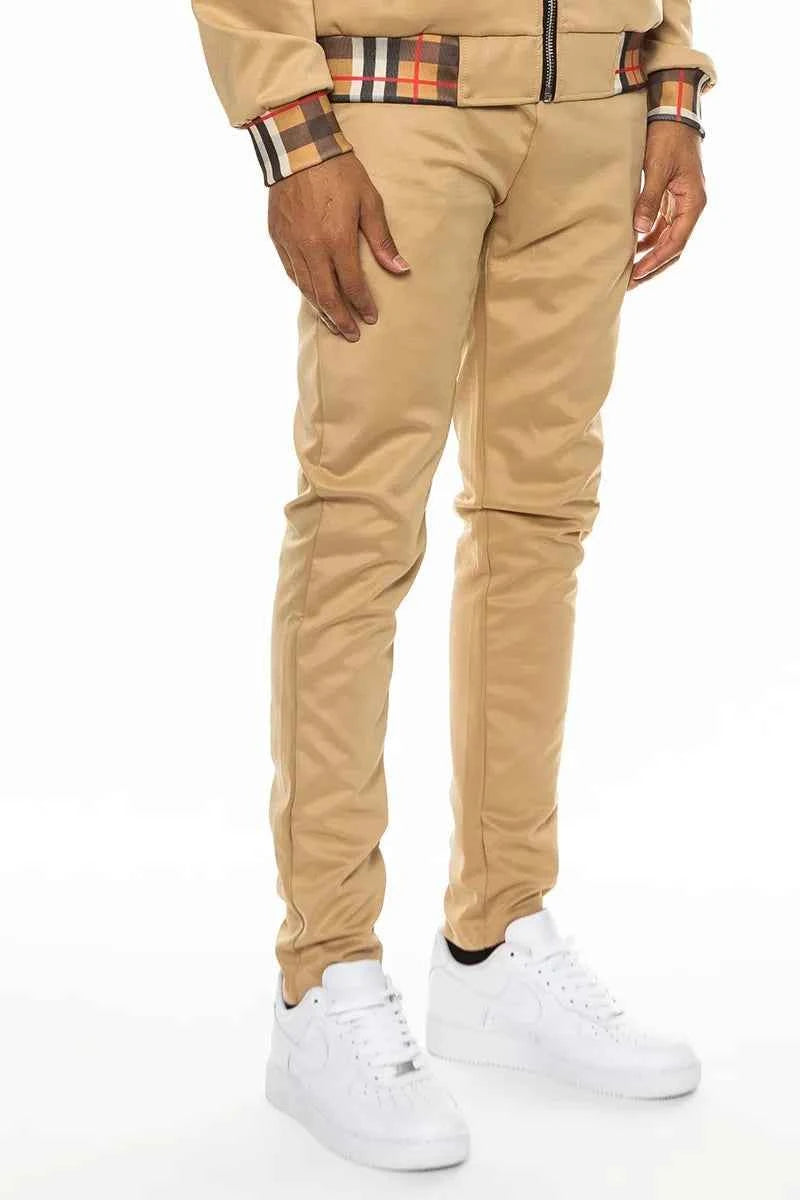WEIV Men's Checkered Plaid Waist Band Track Pants