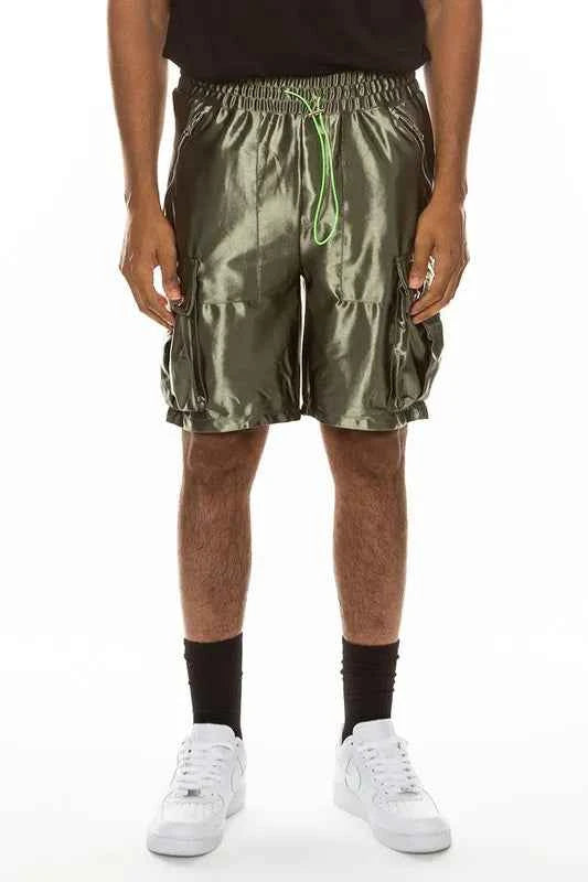 WEIV Men's Full Size Satin Street Cargo Shorts Plus Size