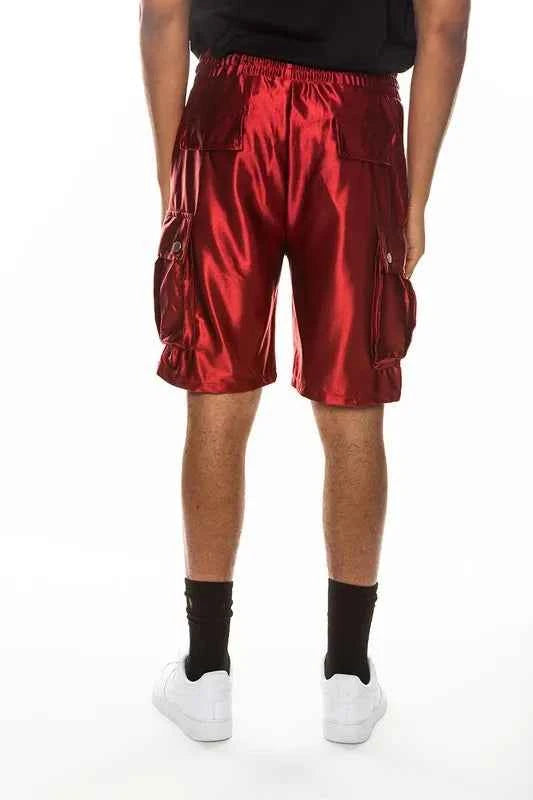 WEIV Men's Full Size Satin Street Cargo Shorts Plus Size