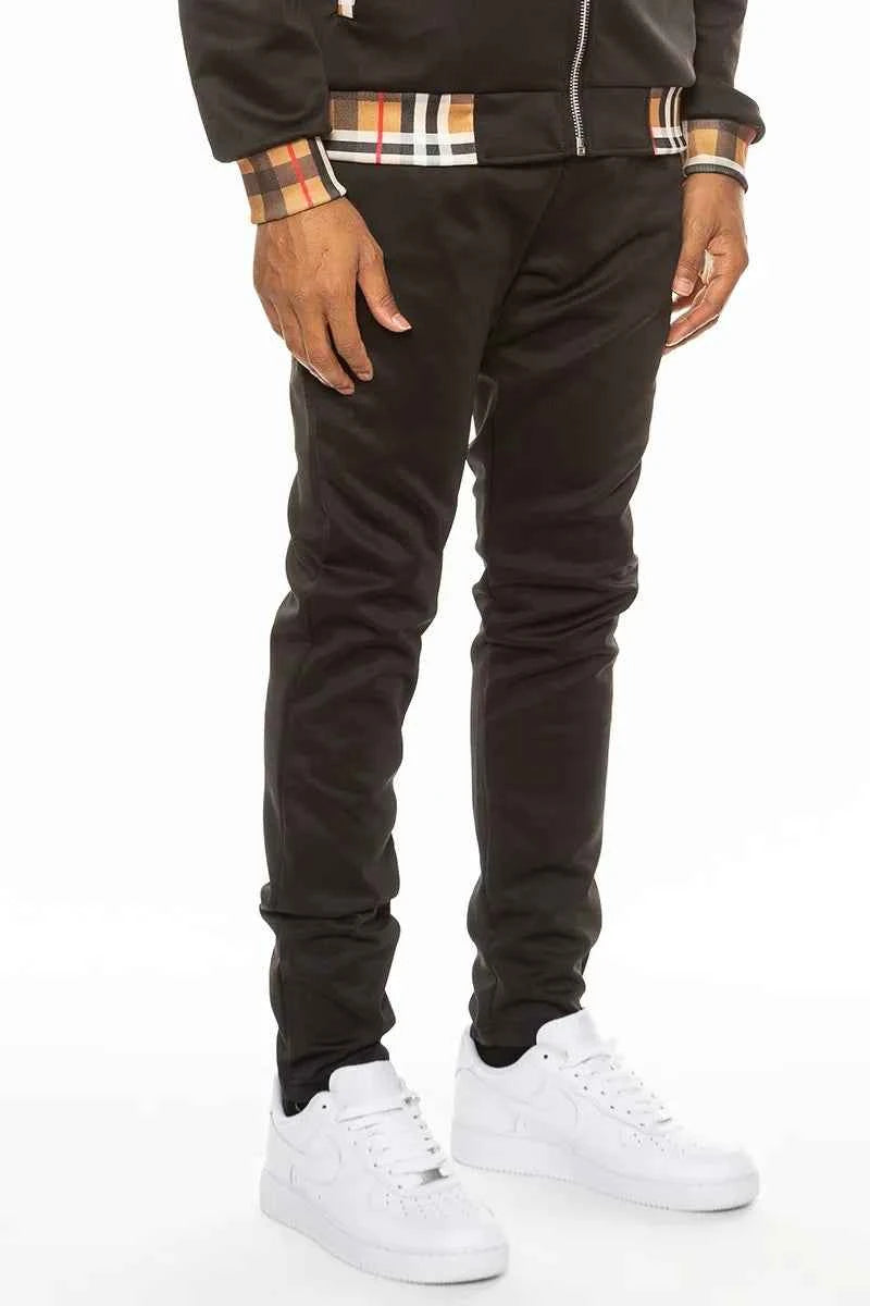 WEIV Men's Checkered Plaid Waist Band Track Pants