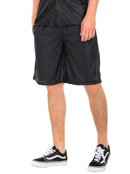 WEIV Men's Short Embossed Snake Skin Shorts