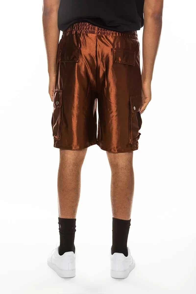 WEIV Men's Full Size Satin Street Cargo Shorts Plus Size