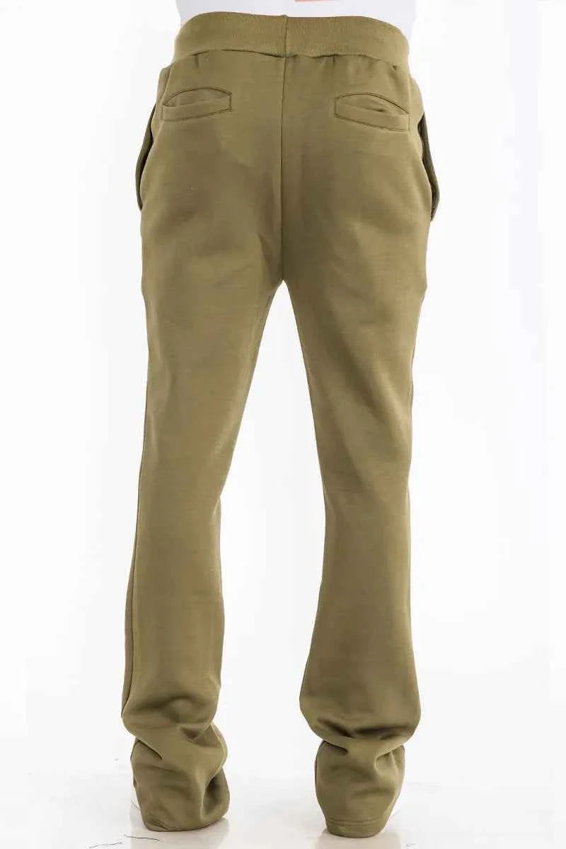 WEIV Men's Drawstring Fleece Flare Stacked Pants
