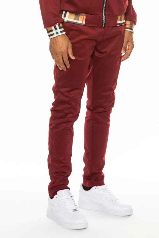 WEIV Men's Checkered Plaid Waist Band Track Pants
