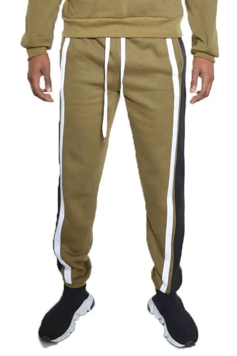 WEIV Men's Full Size 3 Stripe Color Block Sweat Pants Plus Size