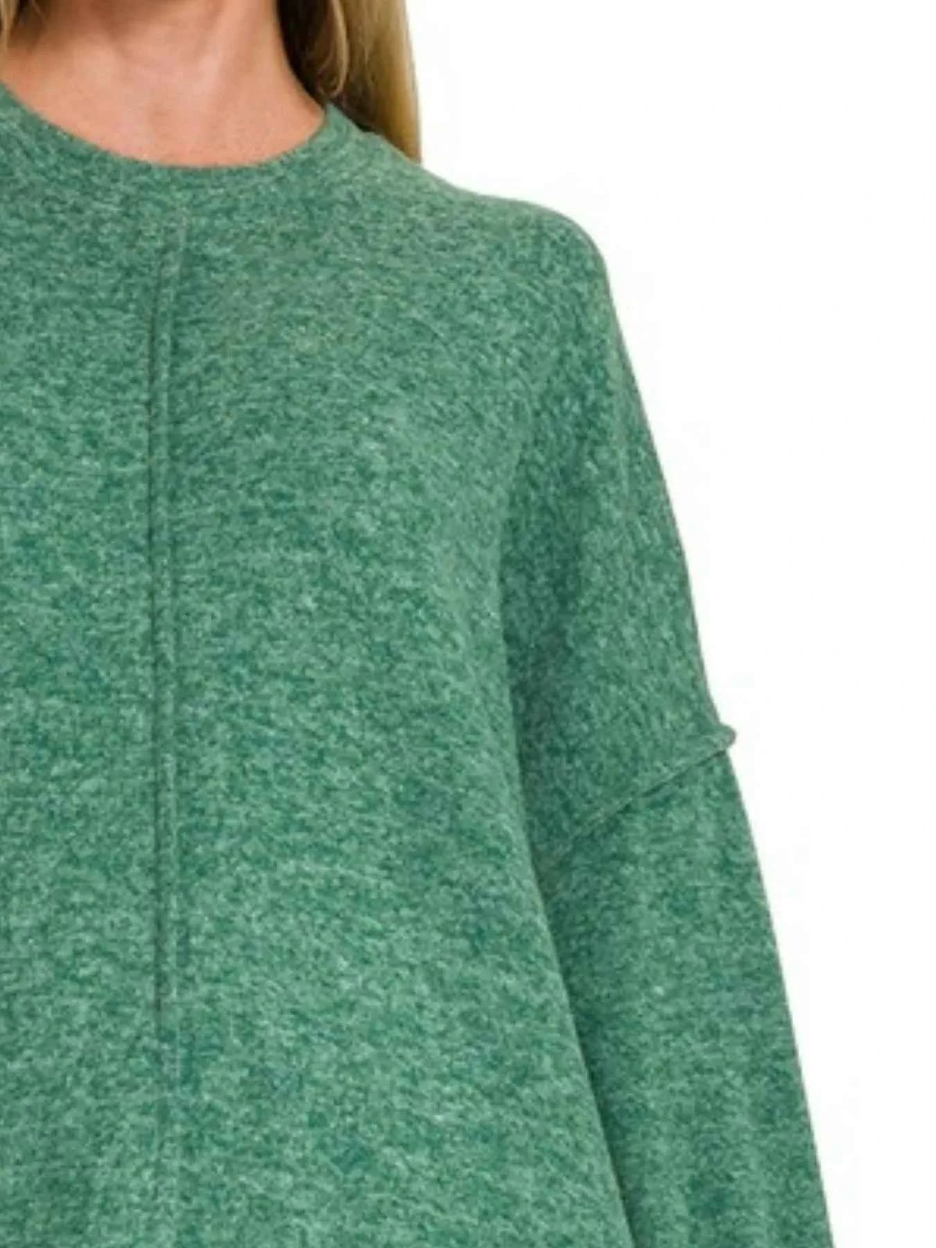 Zenana Brushed Melange Hacci Oversized Sweater