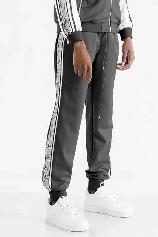 WEIV Men's Full Size Snake Side Tape Jogger Pants Plus Size