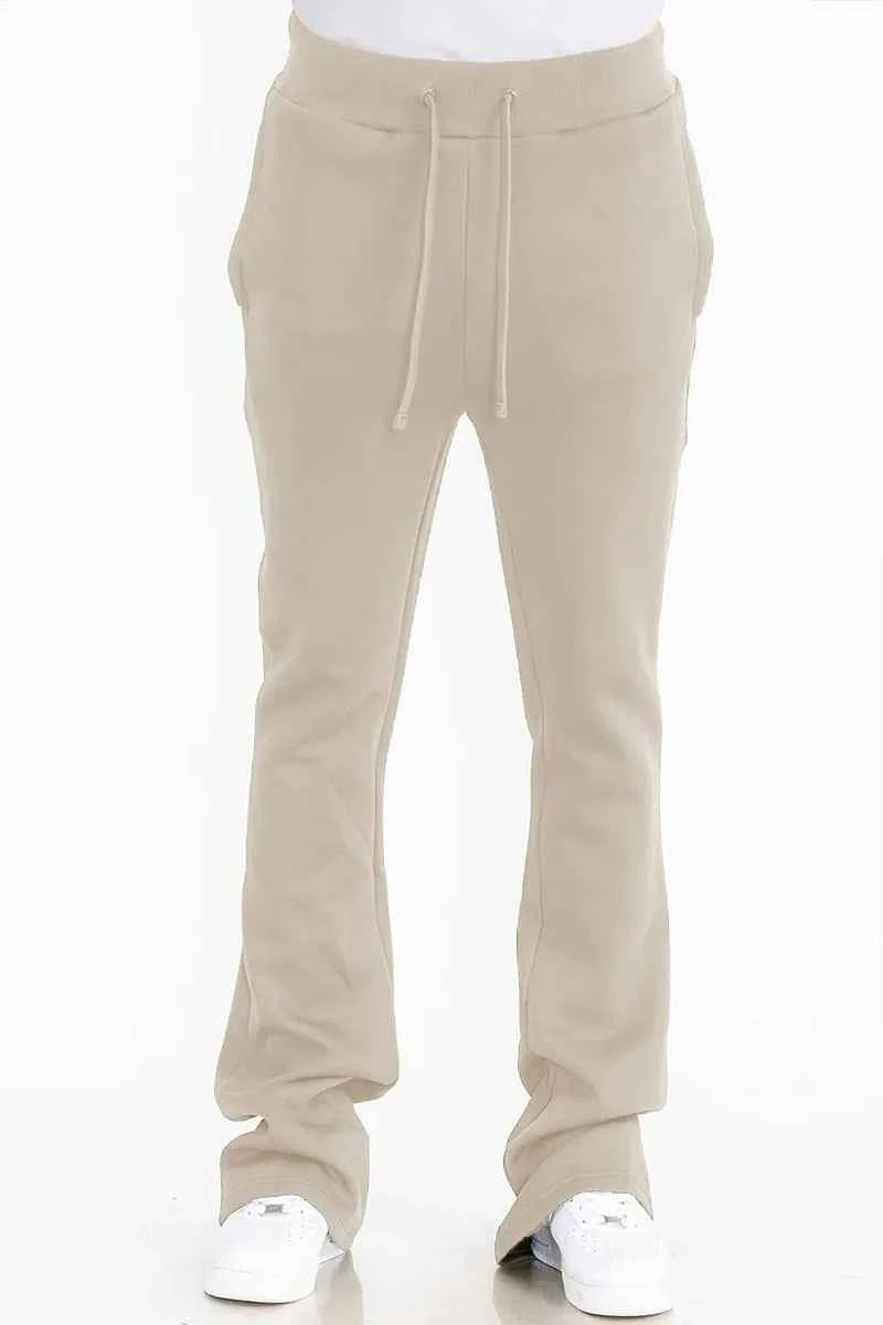 WEIV Men's Drawstring Fleece Flare Stacked Pants