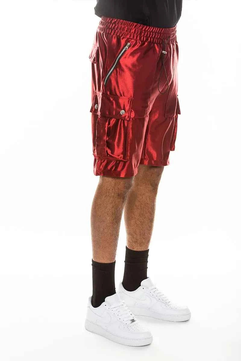 WEIV Men's Full Size Satin Street Cargo Shorts Plus Size