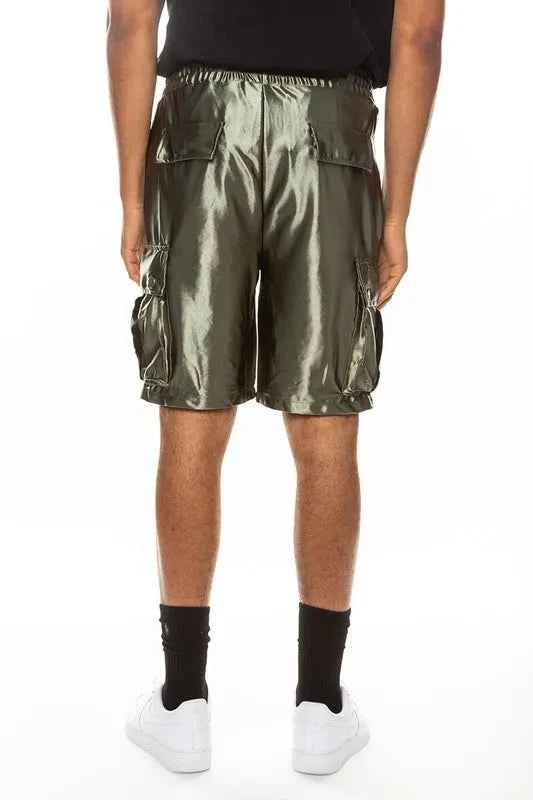 WEIV Men's Full Size Satin Street Cargo Shorts Plus Size