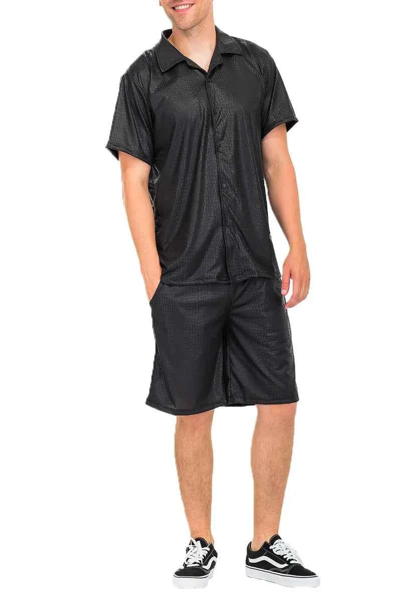 WEIV Men's Short Embossed Snake Skin Shorts