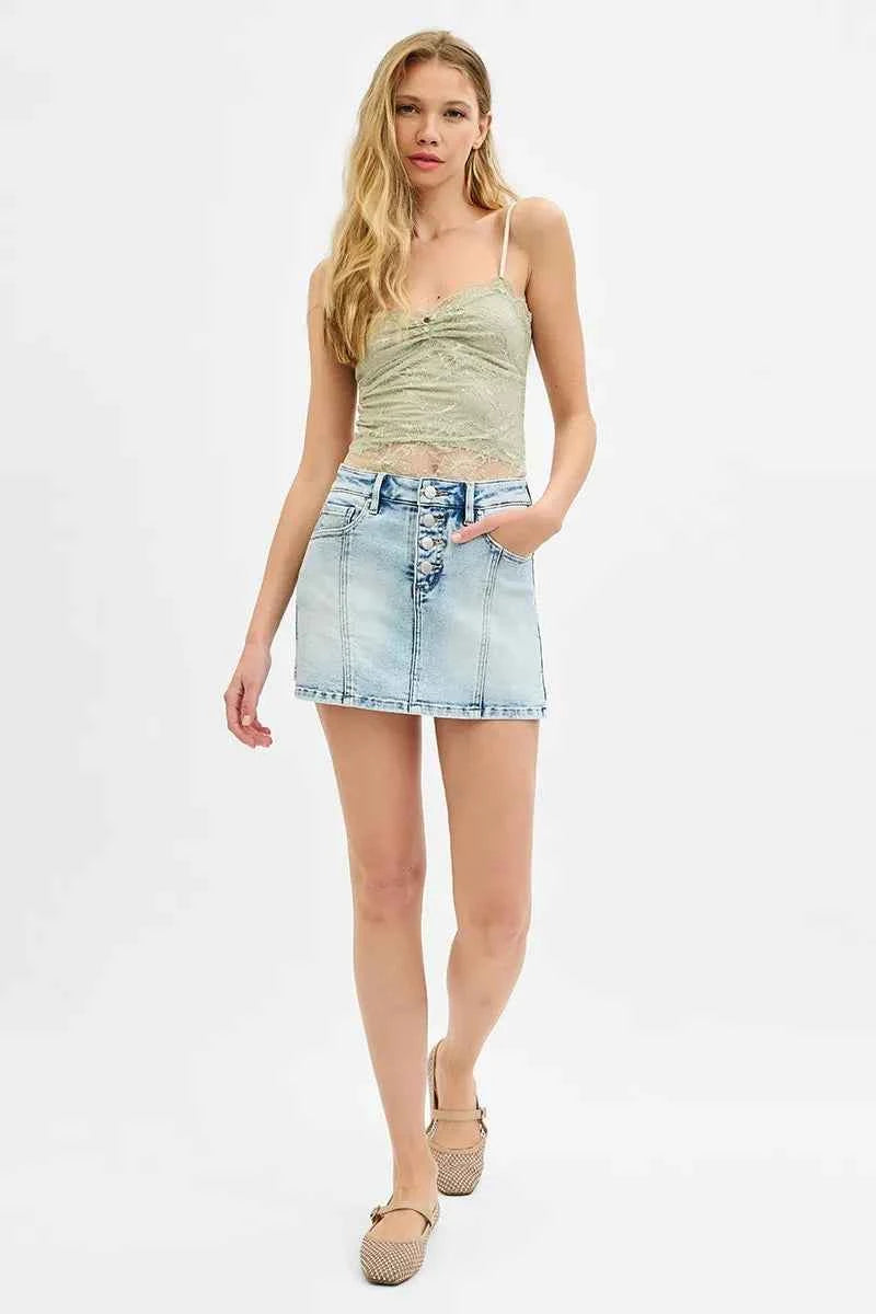 RISEN Full Size High Rise Button Down Skorts Plus Size