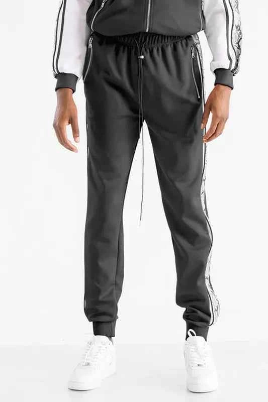 WEIV Men's Full Size Snake Side Tape Jogger Pants Plus Size