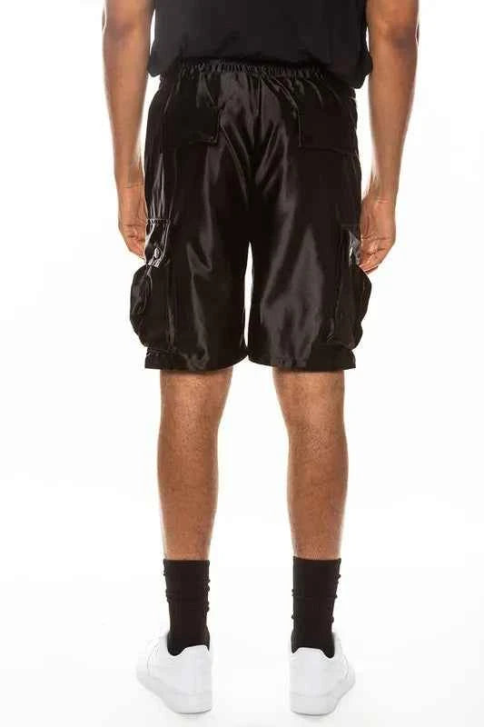 WEIV Men's Full Size Satin Street Cargo Shorts Plus Size