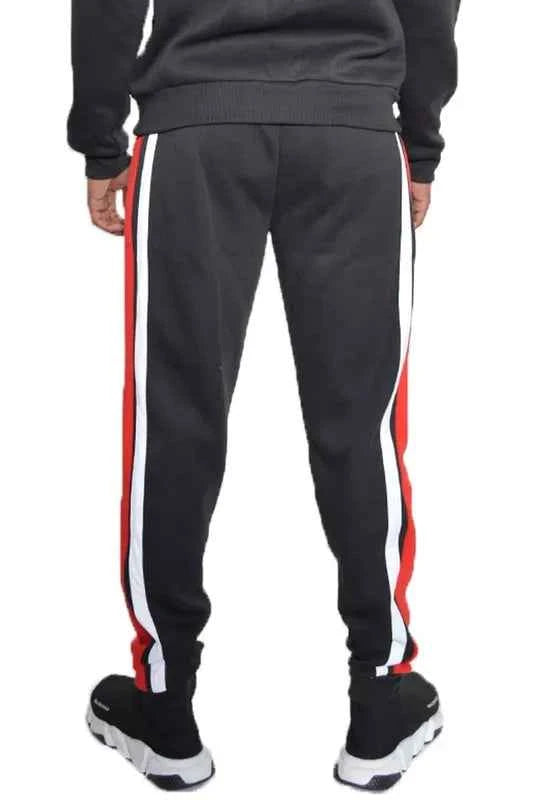 WEIV Men's Full Size 3 Stripe Color Block Sweat Pants Plus Size