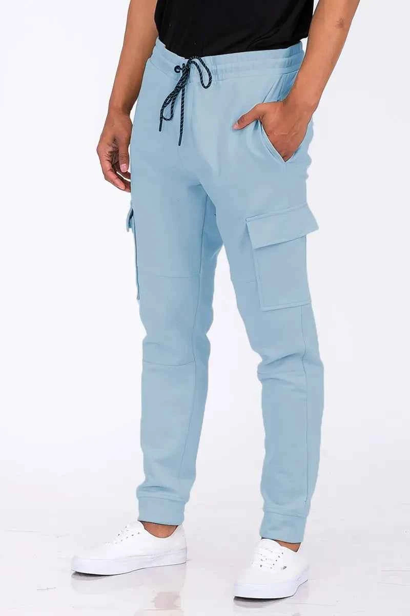 WEIV Men's Full Size Cargo Jogger Sweats Plus Size