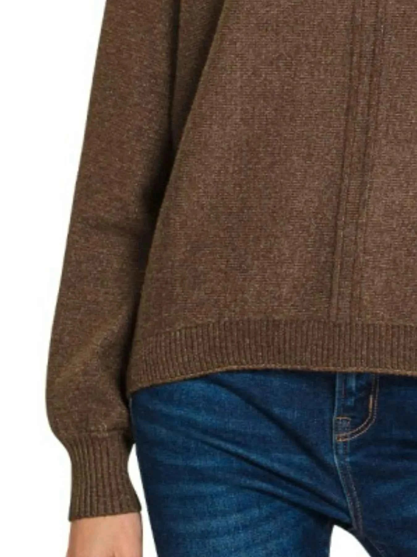 Zenana Viscose Front Seam Round-Neck Sweater