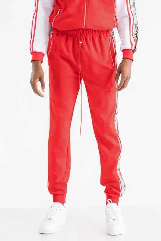 WEIV Men's Full Size Snake Side Tape Jogger Pants Plus Size