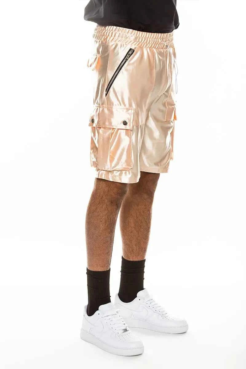 WEIV Men's Full Size Satin Street Cargo Shorts Plus Size