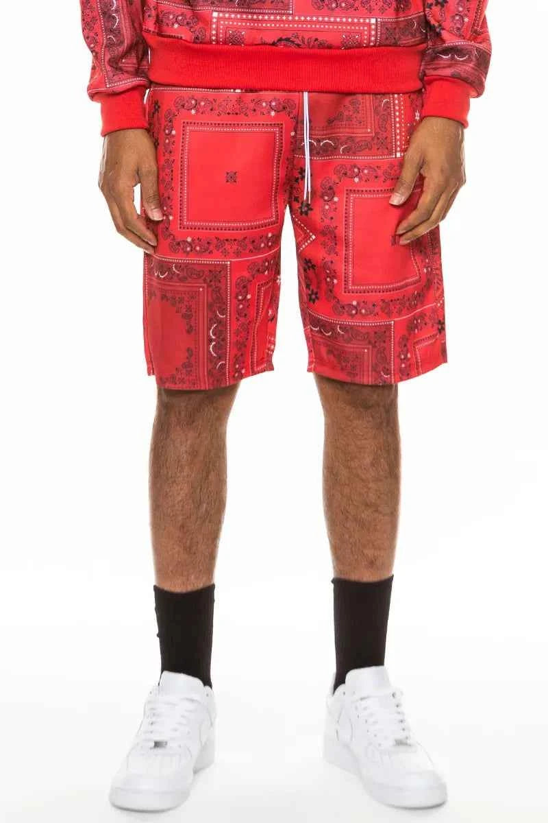 WEIV Men's Full Size Drawstring Paisley Bandana Print Shorts Plus Size
