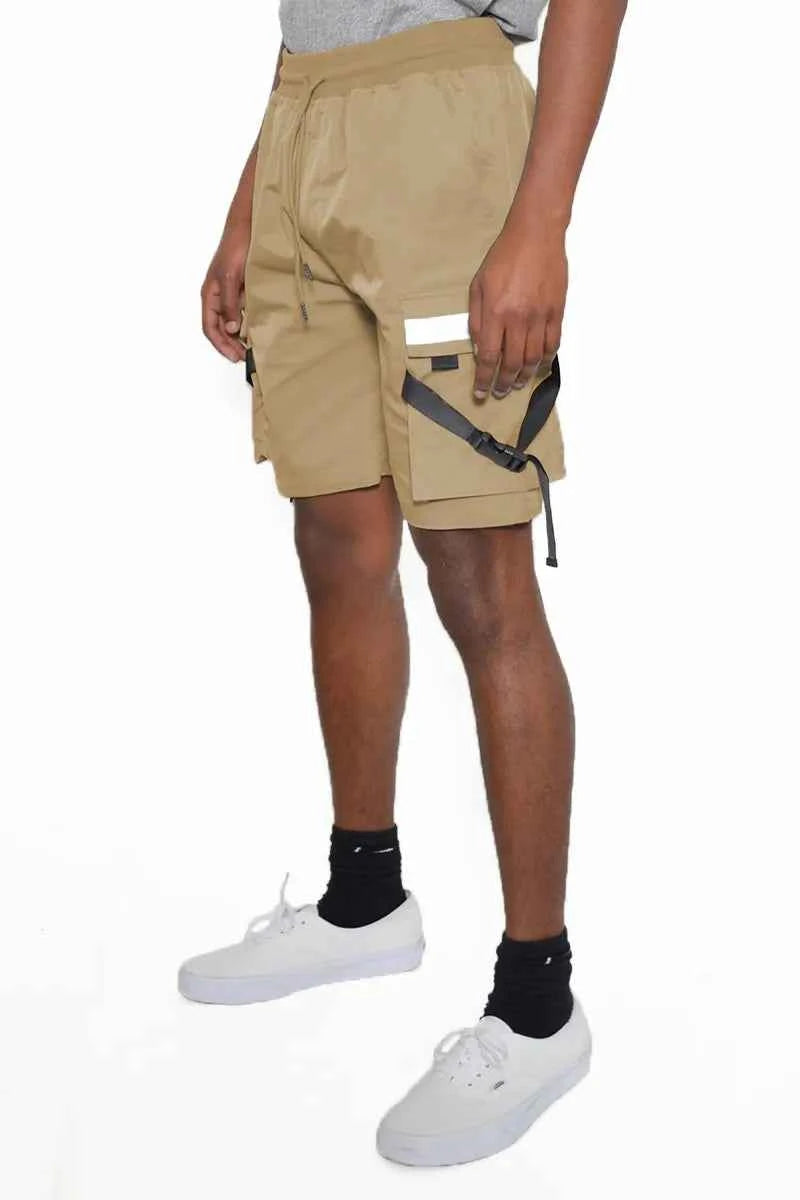 WEIV Men's Full Size Multi-Pocket Cargo Shorts with Drawstring Waist Plus Size