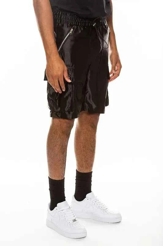 WEIV Men's Full Size Satin Street Cargo Shorts Plus Size