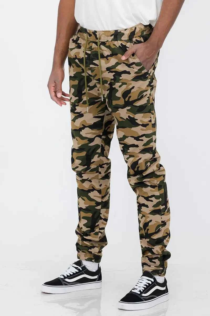 WEIV Men's Full Size Drawstring Stretch Cargo Joggers Plus Size