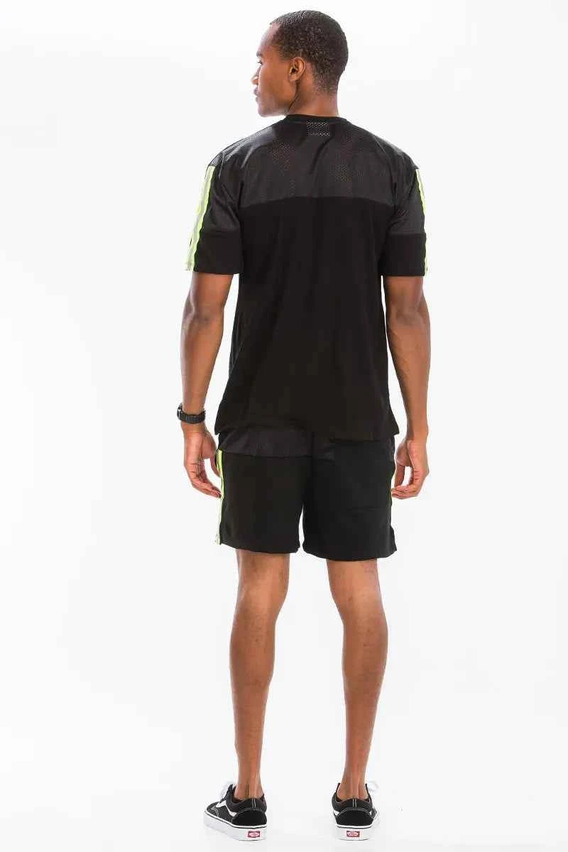 WEIV Men's Full Size Quick-Dry Mesh Contrast Breathable T-Shirt Plus Size