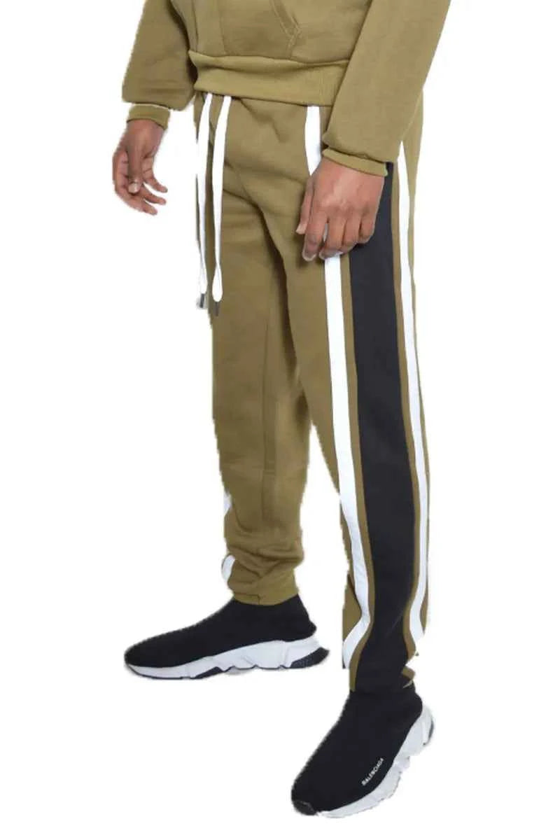 WEIV Men's Full Size 3 Stripe Color Block Sweat Pants Plus Size
