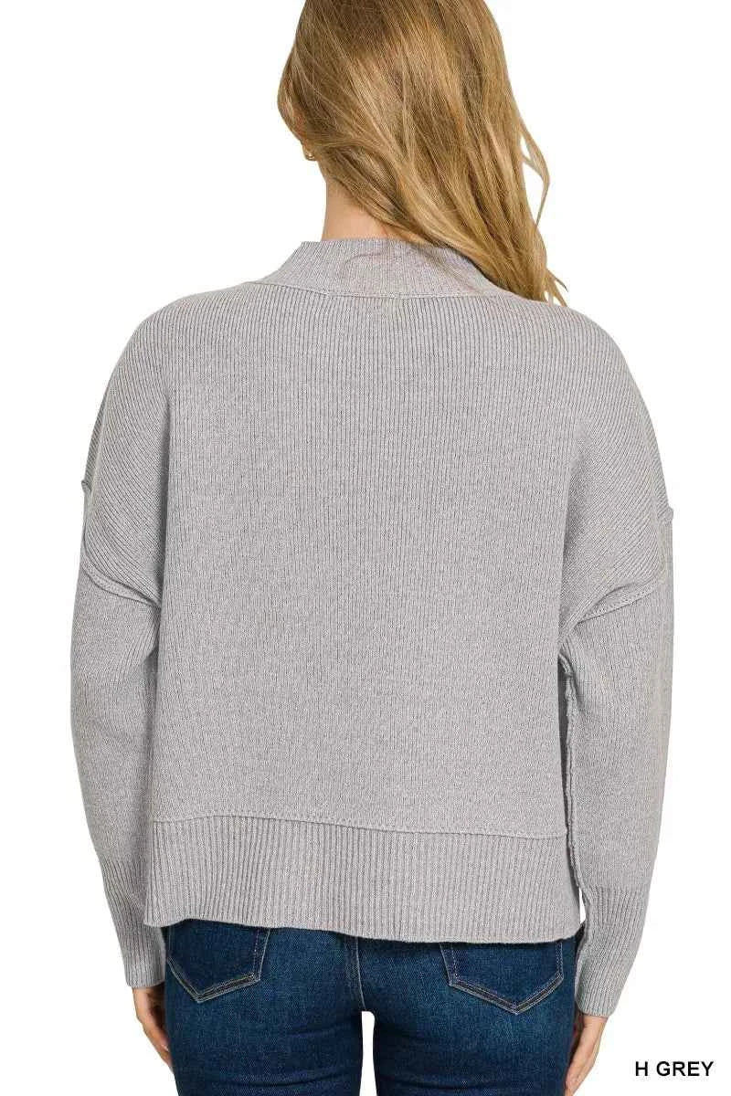 Zenana Wide Neck Band Drop Shoulder Sweater