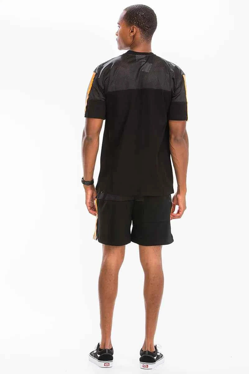WEIV Men's Full Size Quick-Dry Mesh Contrast Breathable T-Shirt Plus Size