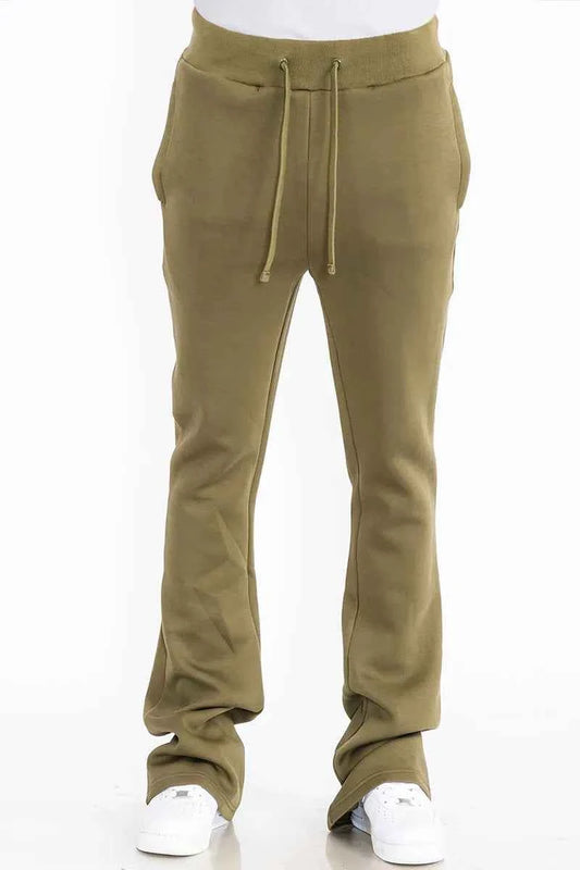 WEIV Men's Drawstring Fleece Flare Stacked Pants