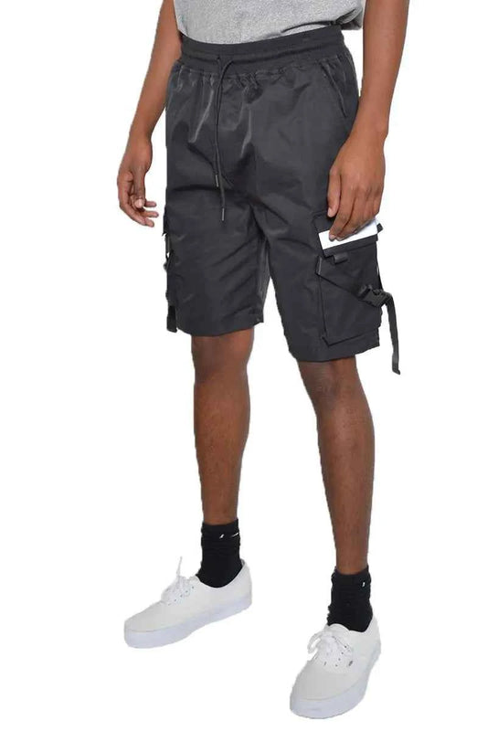 WEIV Men's Full Size Multi-Pocket Cargo Shorts with Drawstring Waist Plus Size
