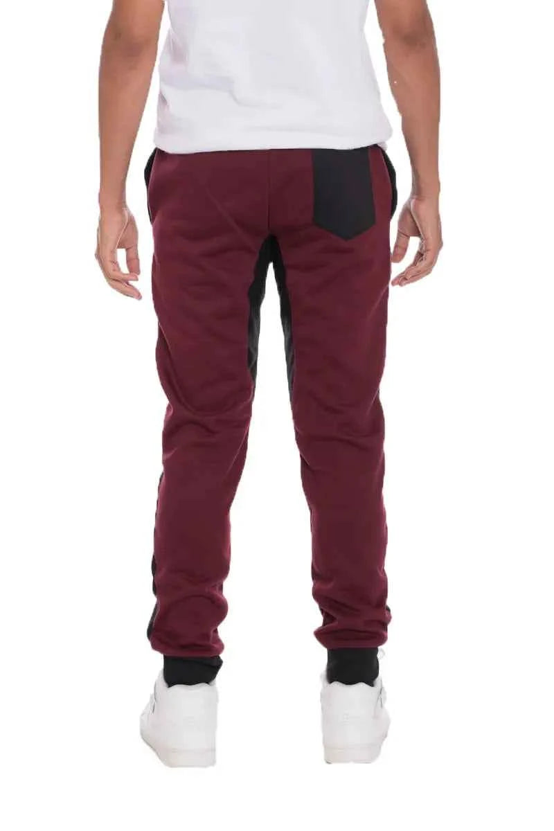 WEIV Men's Color Block Joggers with Zipper Detail