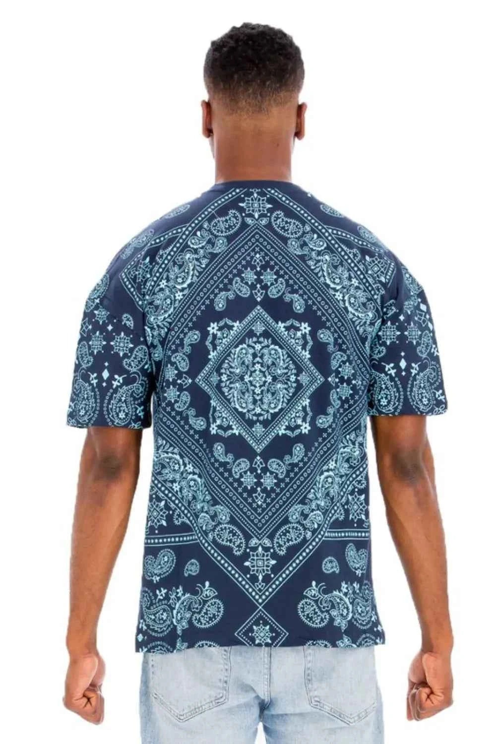 WEIV Men's Full Size Bandana Print Short Sleeve T-Shirt Plus Size