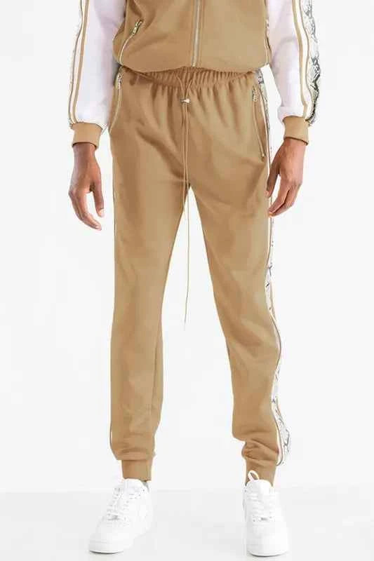 WEIV Men's Full Size Snake Side Tape Jogger Pants Plus Size