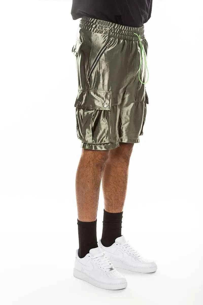 WEIV Men's Full Size Satin Street Cargo Shorts Plus Size