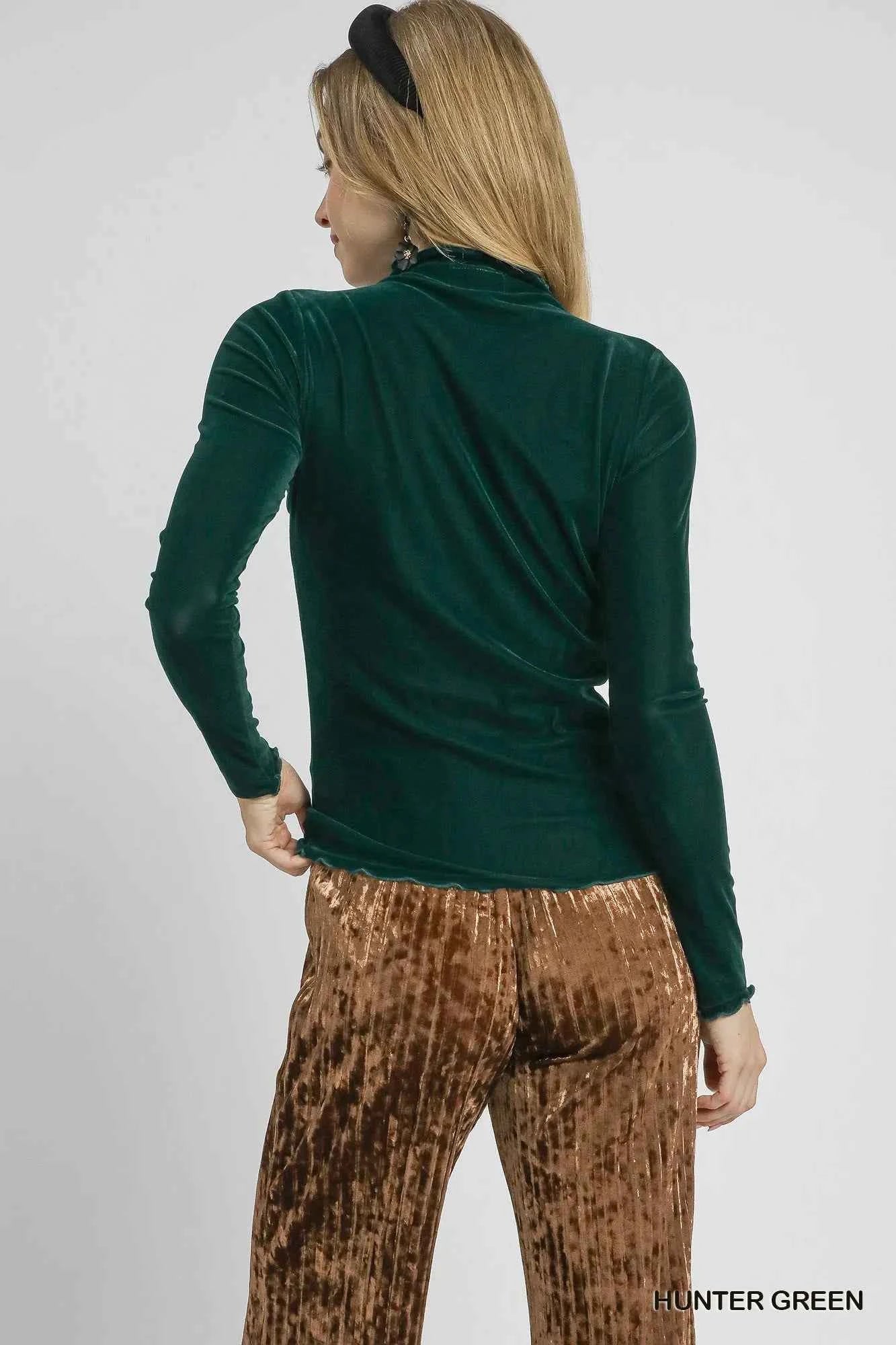Umgee Velvet Long Sleeve Fitted Top