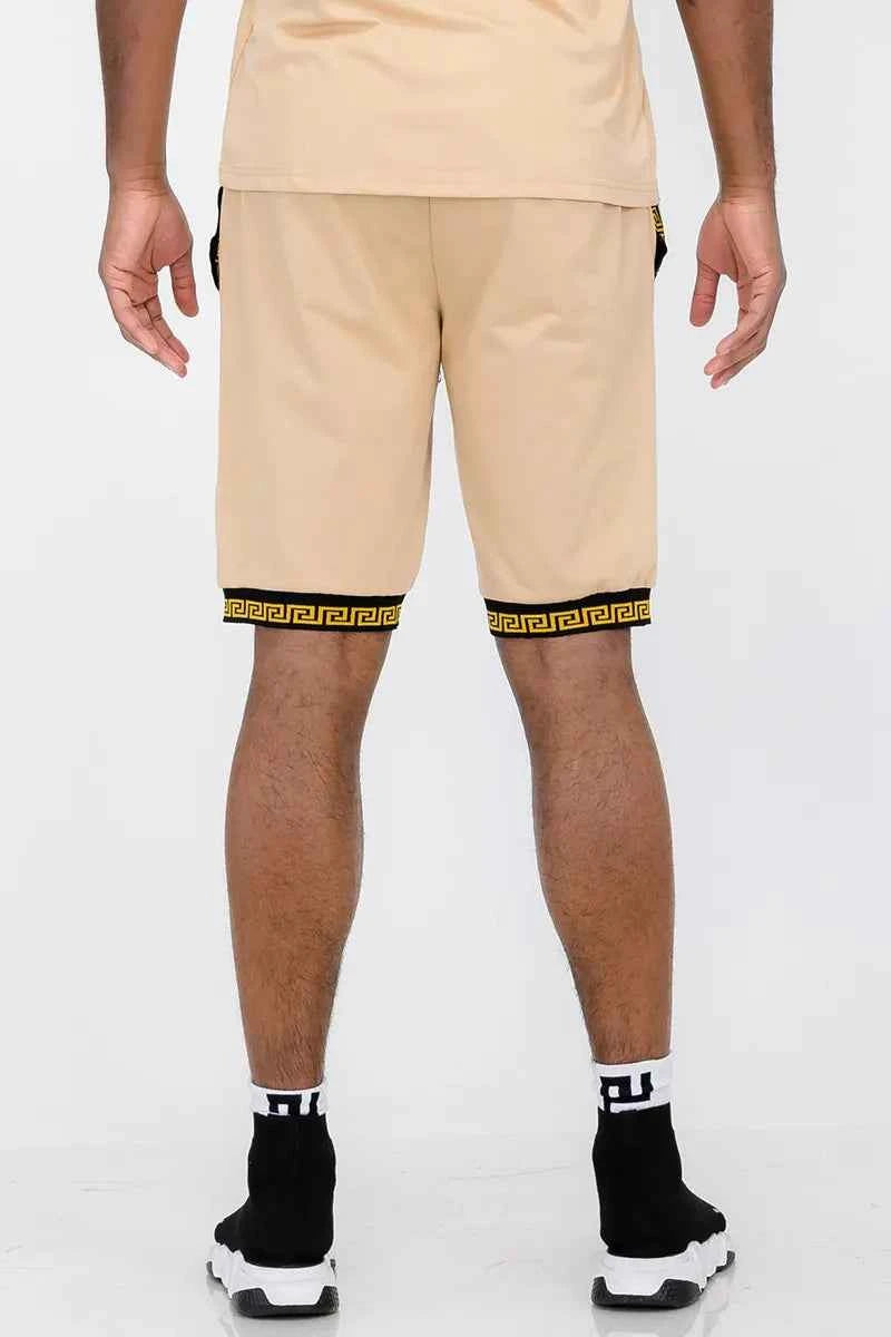 WEIV Men's Full Size Lion Head Black And Gold Detail Shorts Plus Size