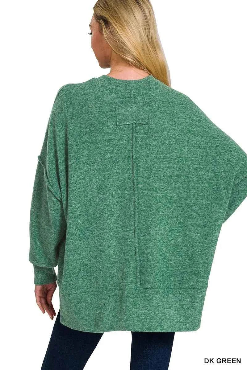 Zenana Brushed Melange Hacci Oversized Sweater