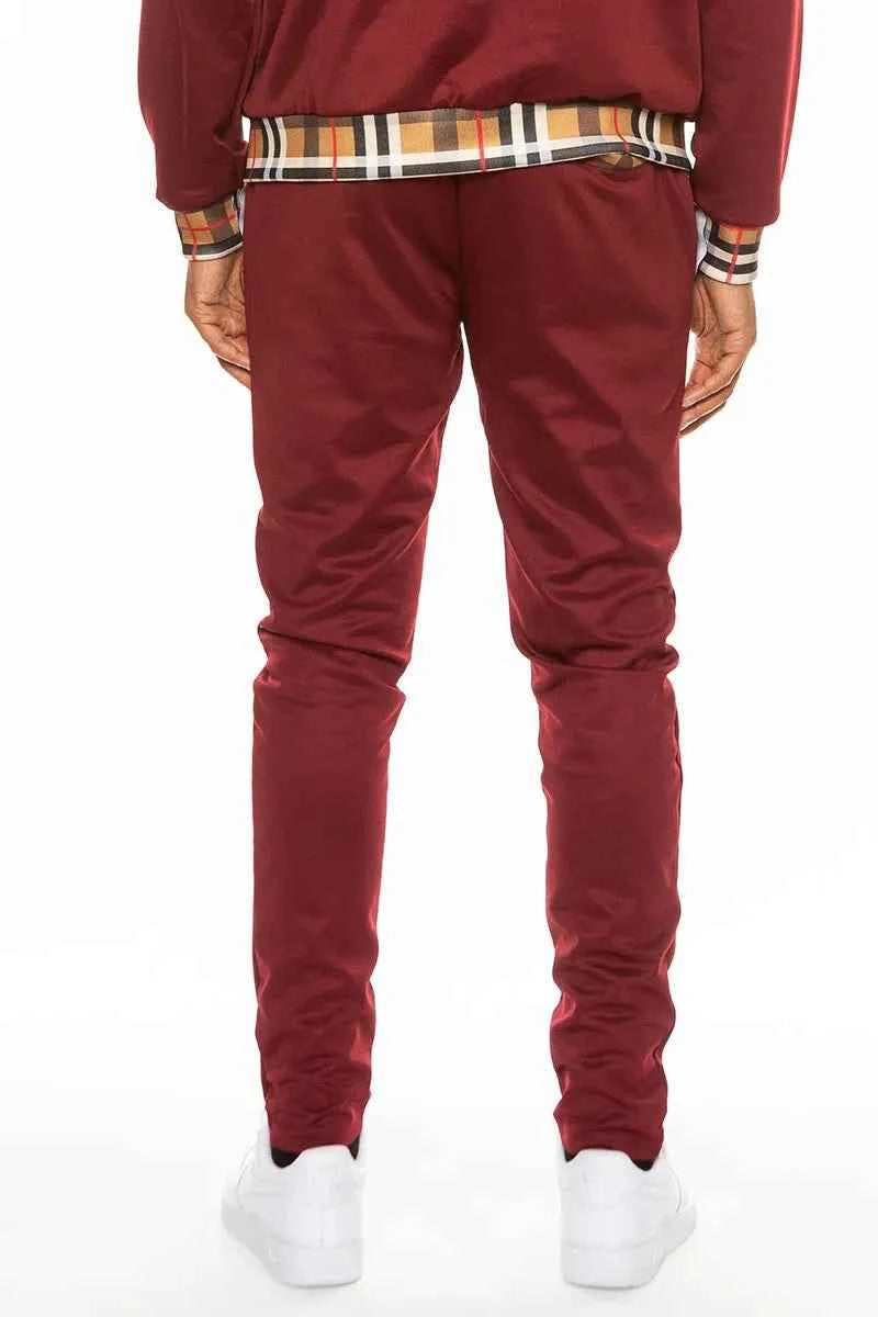 WEIV Men's Checkered Plaid Waist Band Track Pants