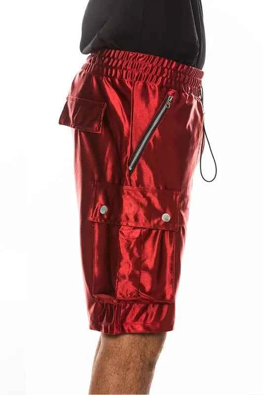 WEIV Men's Full Size Satin Street Cargo Shorts Plus Size
