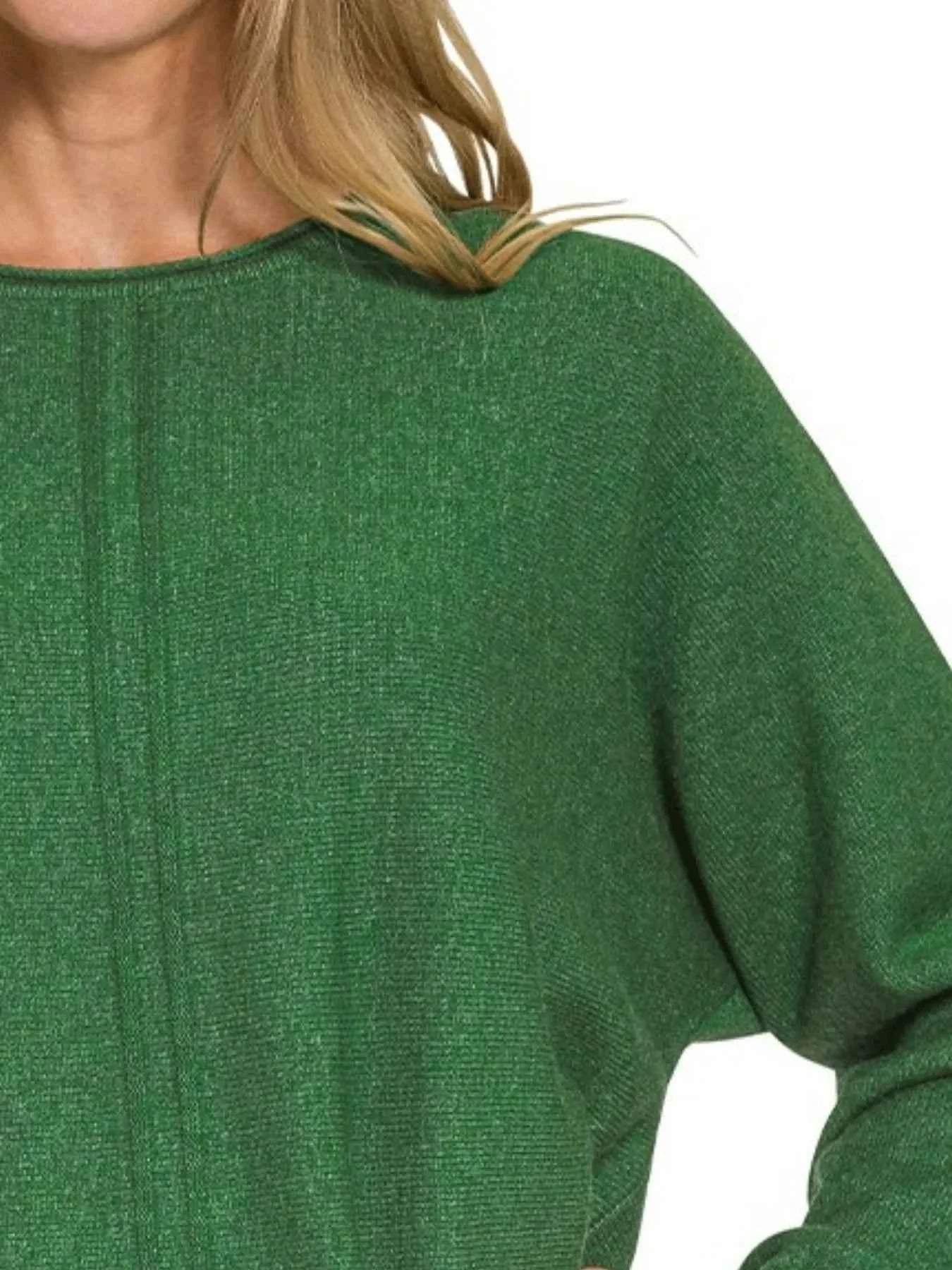 Zenana Viscose Front Seam Round-Neck Sweater