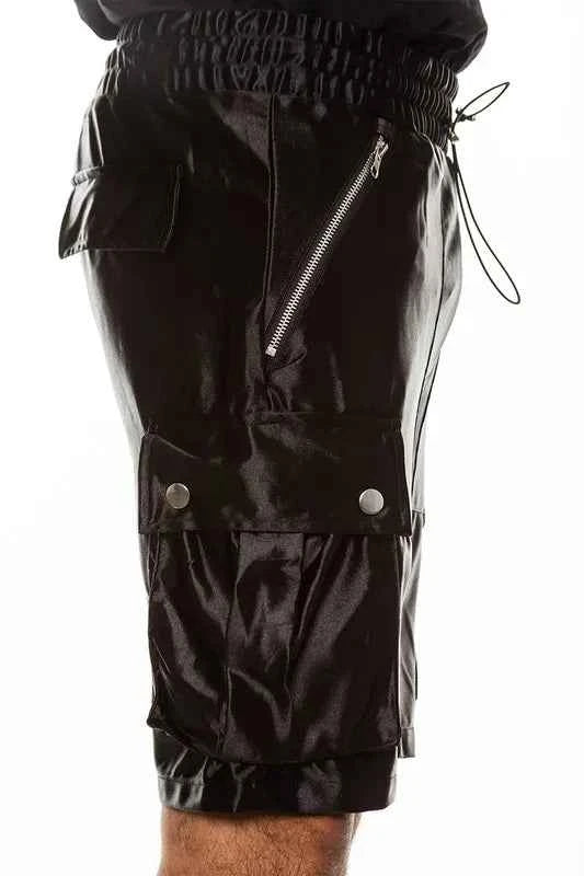 WEIV Men's Full Size Satin Street Cargo Shorts Plus Size