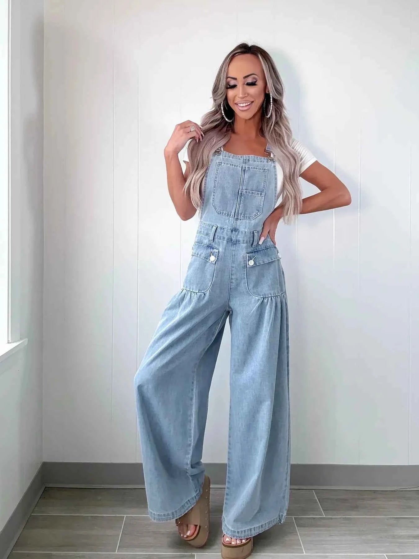 Wide Leg Denim Overalls for Effortless Style and Comfort