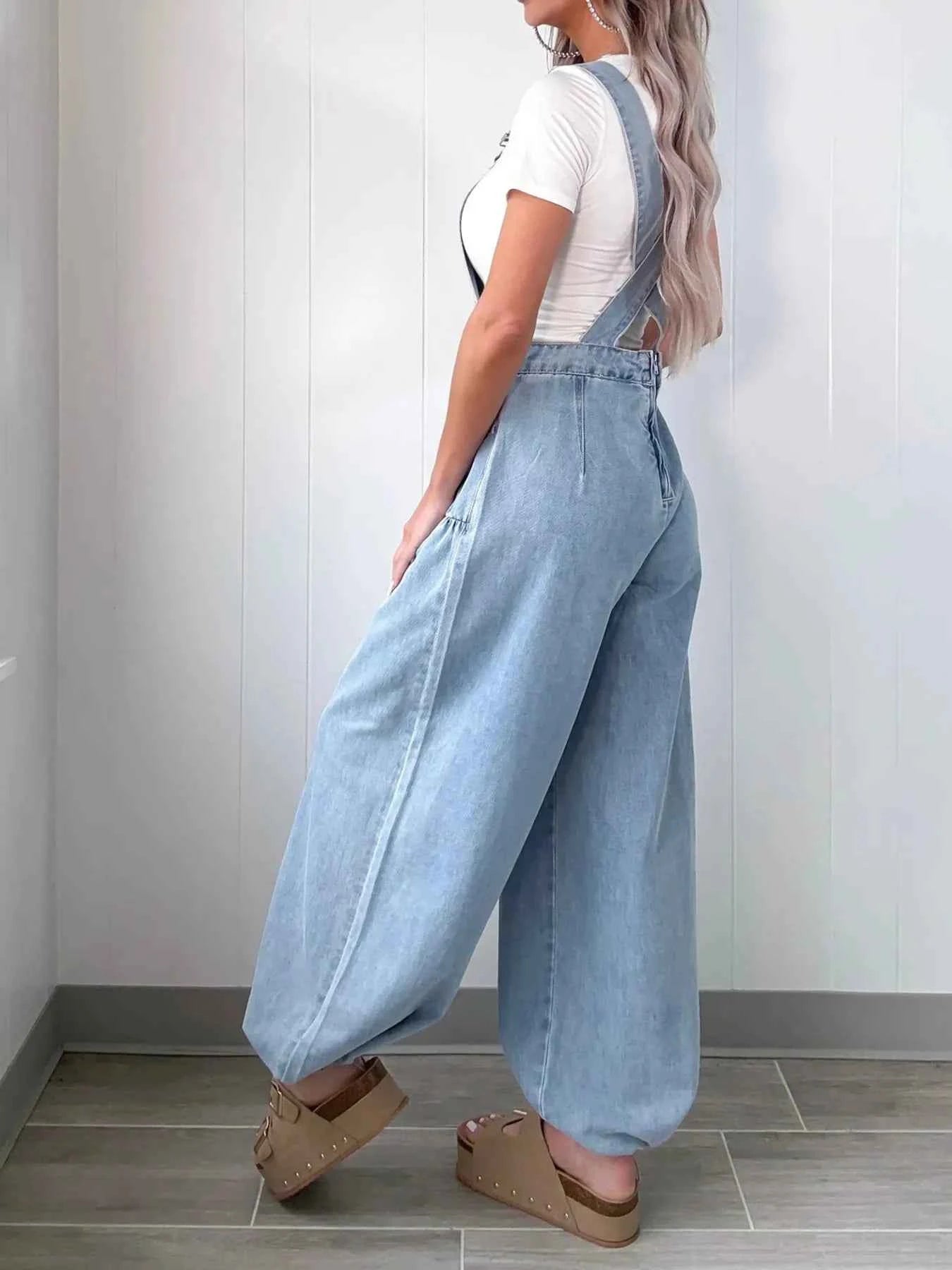 Wide Leg Denim Overalls for Effortless Style and Comfort