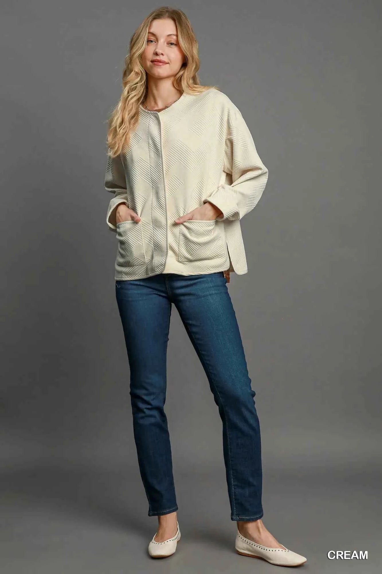 Umgee Textured Jacquard Jacket