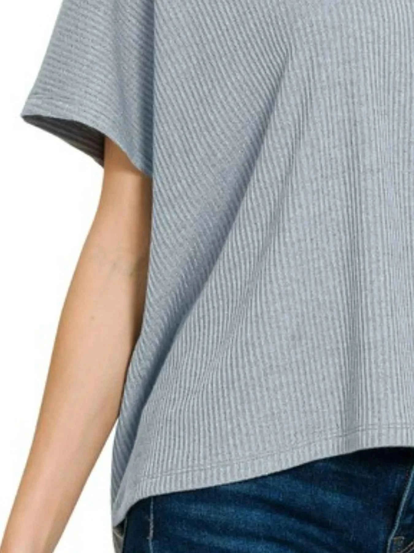 Zenana Ribbed Round-Neck Short-Sleeve Knit Top