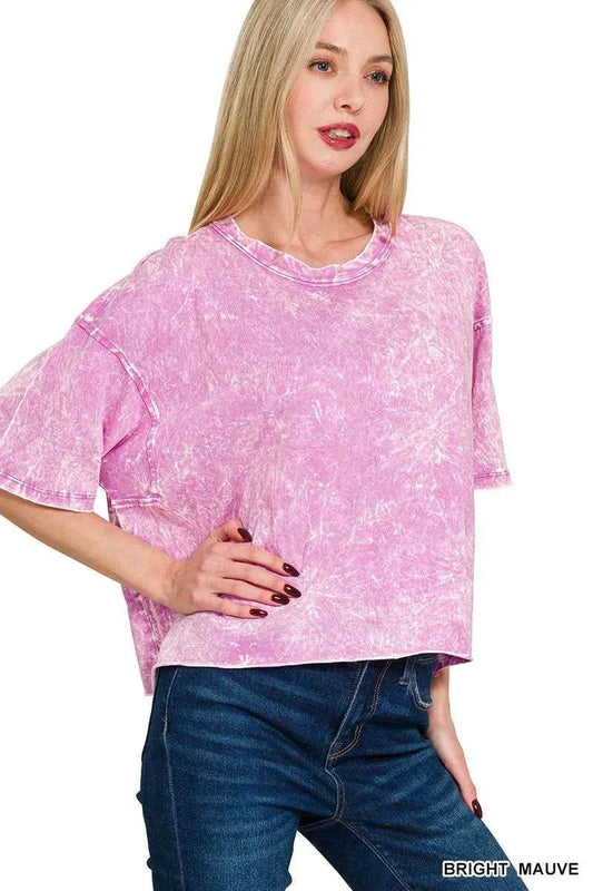 Zenana Acid Crinkle-Washed Oversized T-Shirt